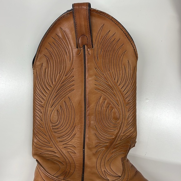 Abilene Womens Western Boots Leather Embroidered Pull On Boots in Brown Size 9.5 - Picture 5 of 14